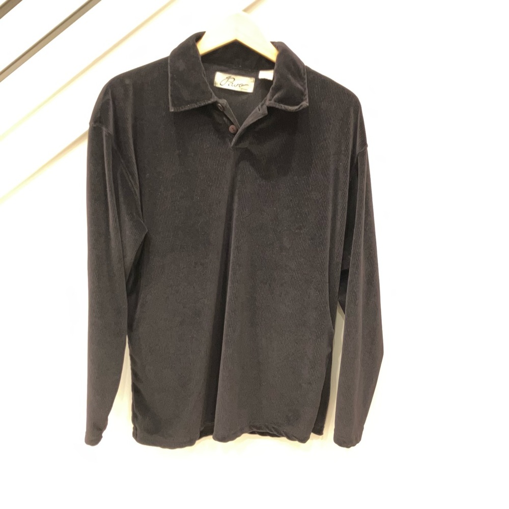 Black ribbed velvet pullover long sleeve vintage
